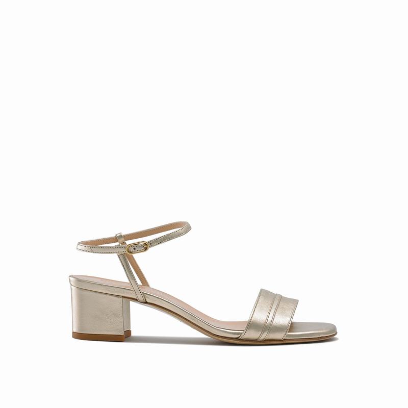 Russell & Bromley Superblock Block Heel Sandals Women's Metallic [GSG7968BN]